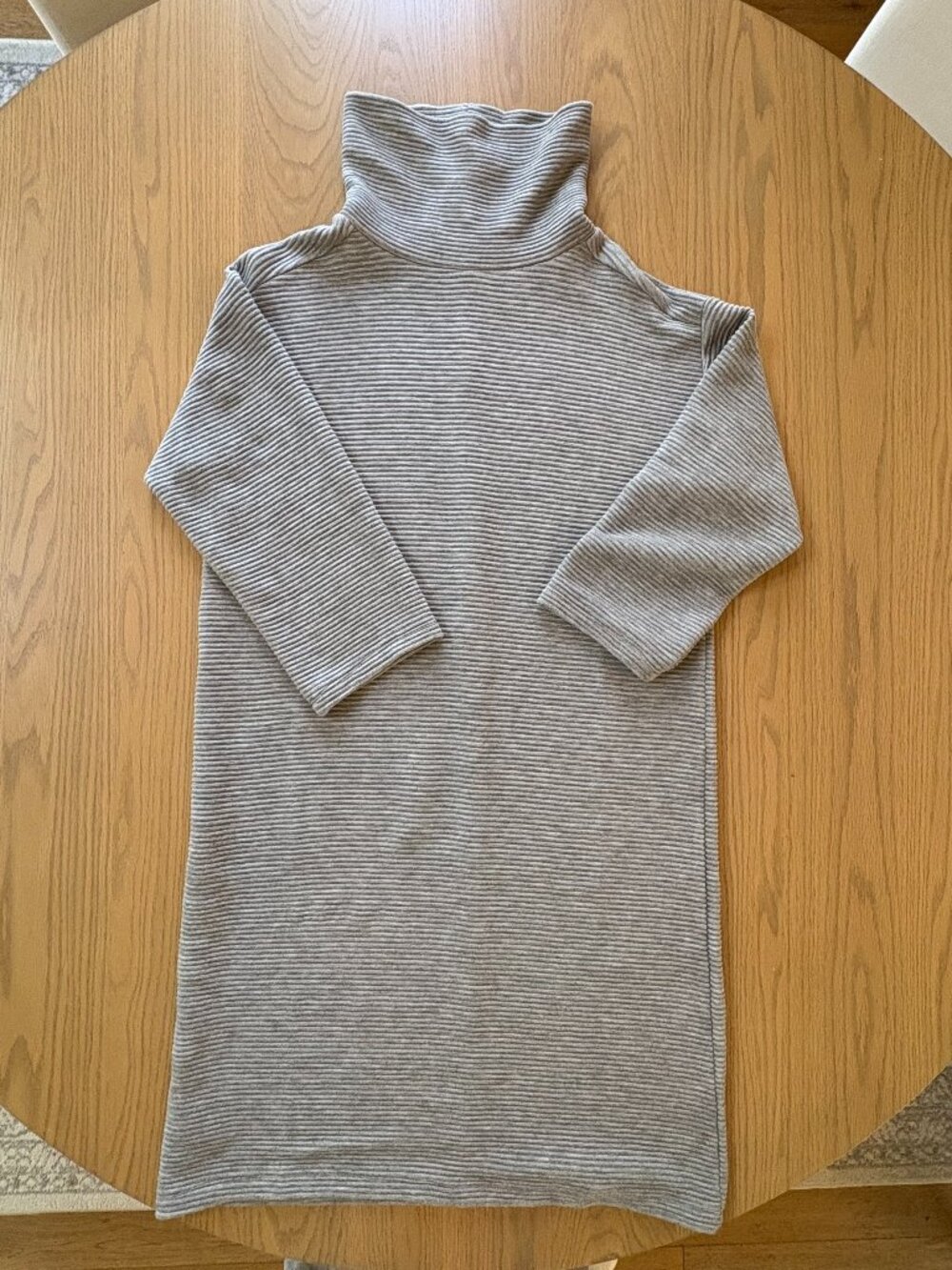 Grey LOFT Funnel Neck Tunic Midi Dress with Half Sleeves